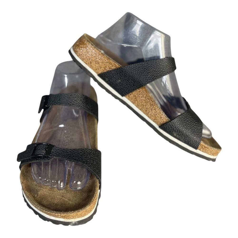Birki’s By Birkenstock Women’s Tahiti Black Leather Double Strap Sandals Size-8 - Picture 2 of 10